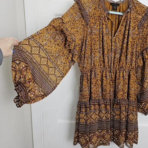 House Of Harlow 1960 Long Sleeve Tiered Ruffle Mini Dress Size M - Picture 6 of 16